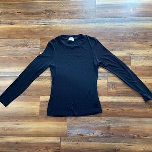 LNA clothing black long sleeve ribbed tee shirt